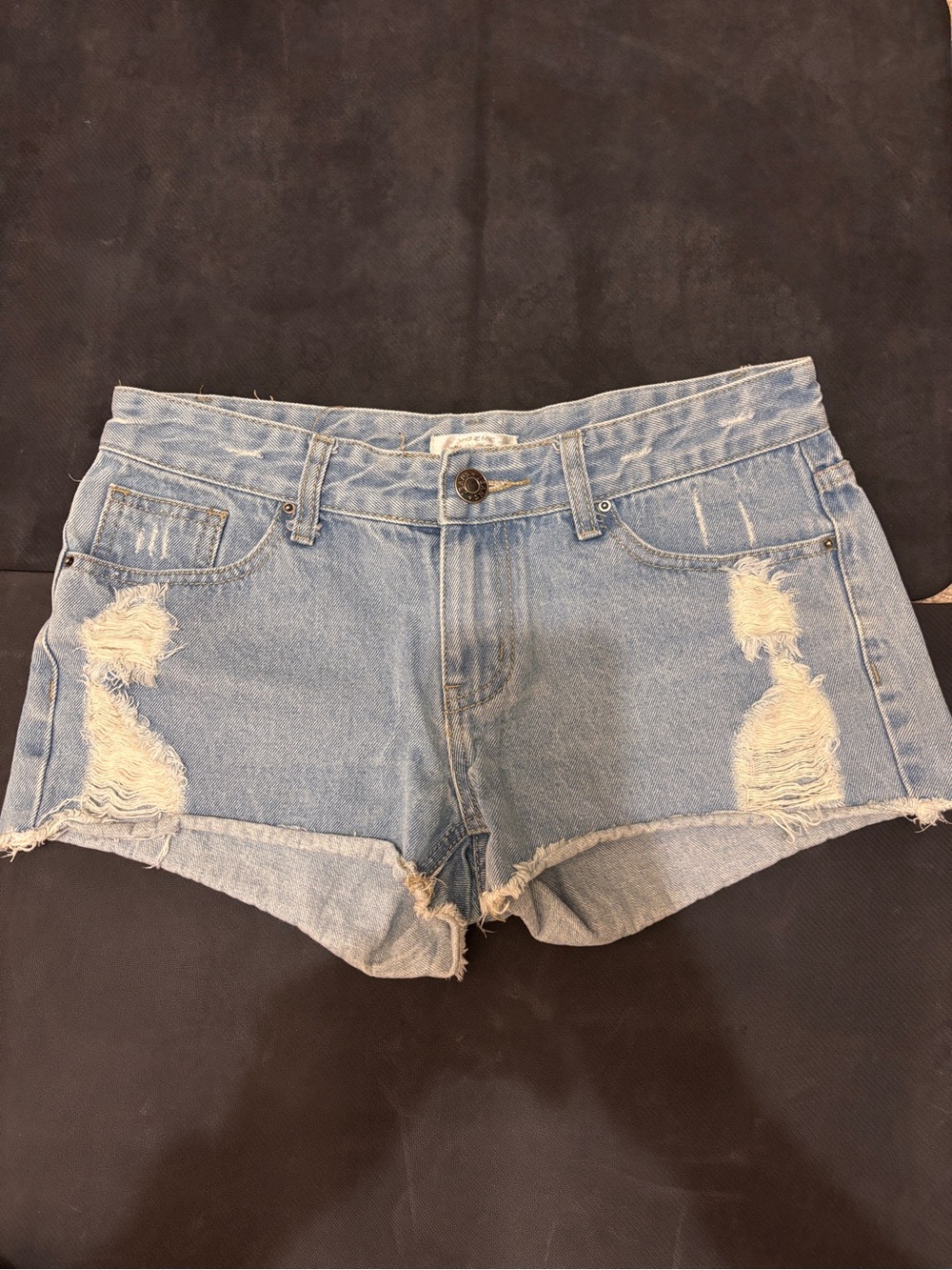 Light Blue Distressed Denim Women's Jean Shorts